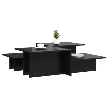 Tavolini da Salotto 2 pz Nero Lucido in Legno Multistrato | homemem39