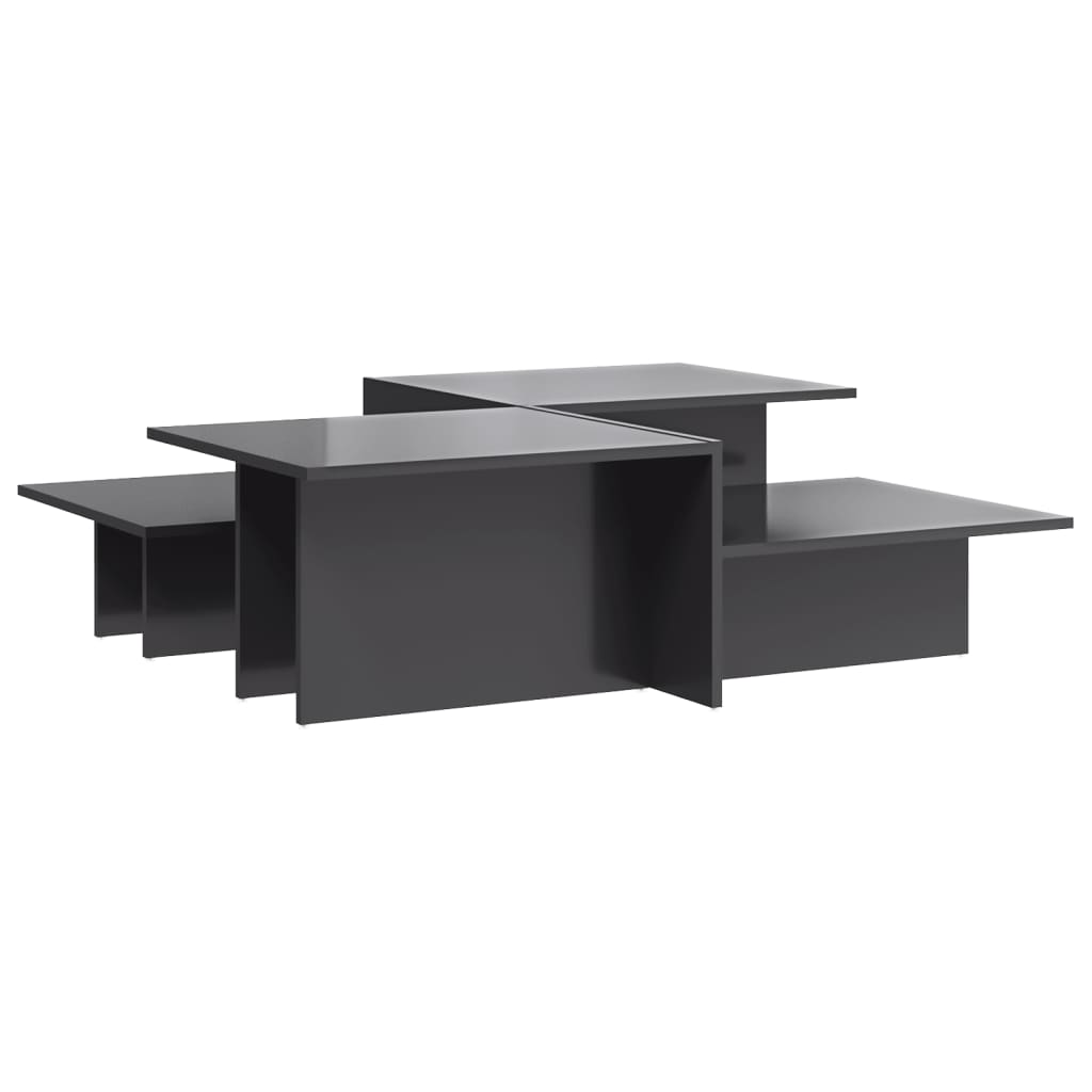 Tavolini da Salotto 2 pz Grigio Lucido in Legno Multistrato | homemem39