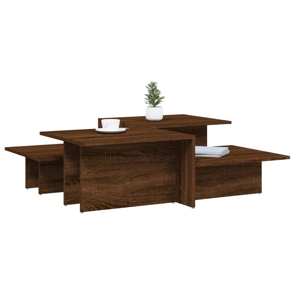 Tavolini da Salotto 2 pz Rovere Marrone in Legno Multistrato | homemem39