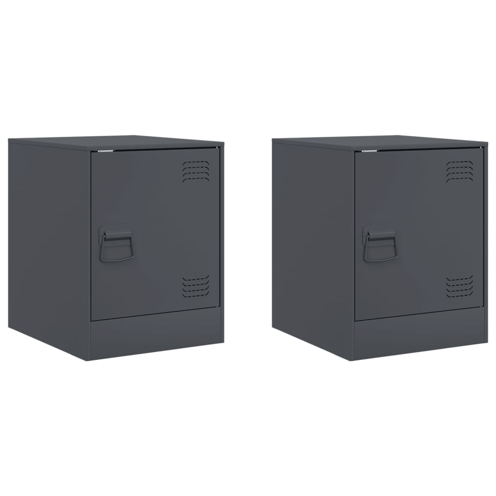 Bedside tables 2 pcs Anthracite 34.5x39x44 cm in Steel