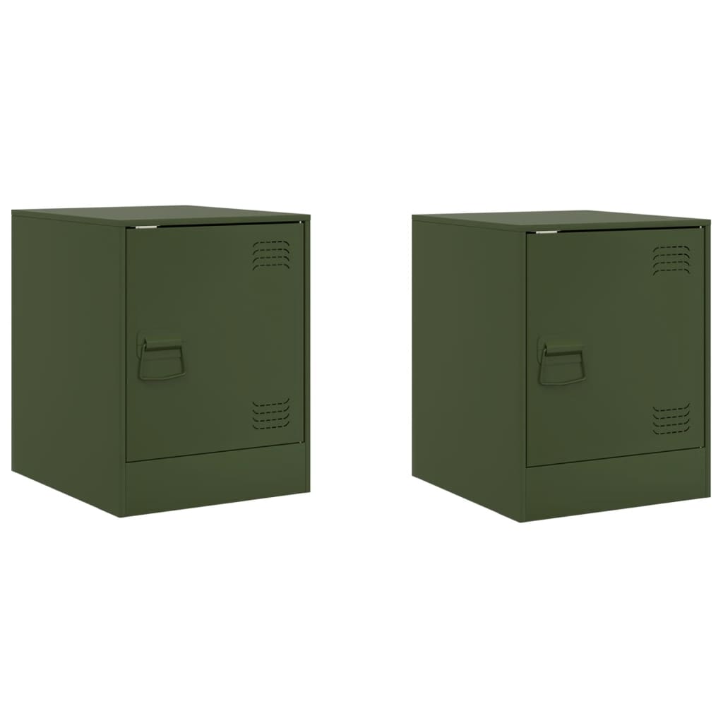 Comodini 2 pz Verde Oliva 34,5x39x44 cm in Acciaio - homemem39