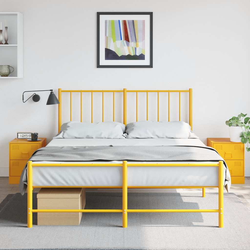 Comodini 2 pz Giallo 34,5x39x44 cm in Acciaio - homemem39