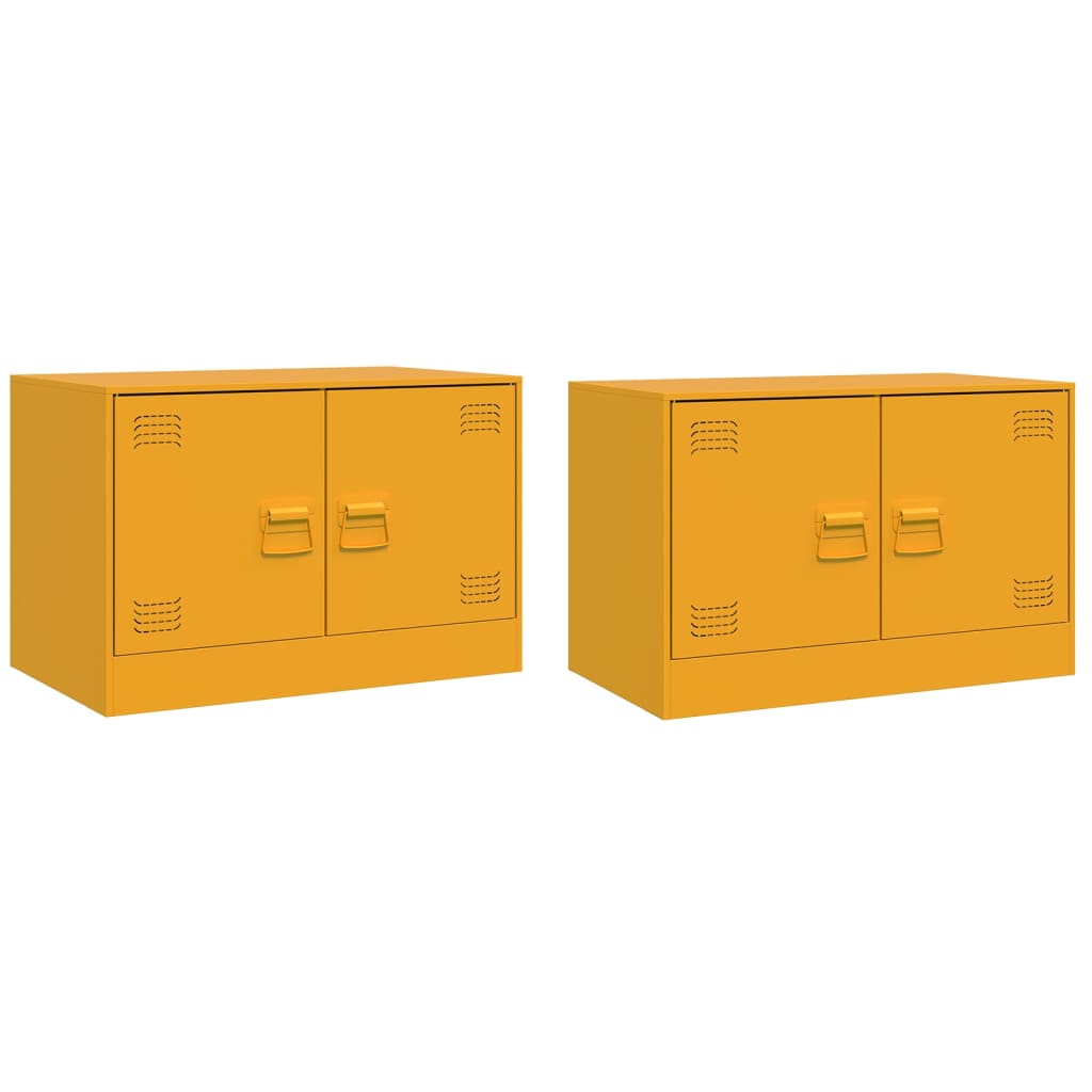 Mobili TV 2 pz Giallo Senape 67x39x44 cm in Acciaio