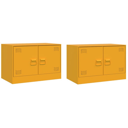 Mobili TV 2 pz Giallo Senape 67x39x44 cm in Acciaio