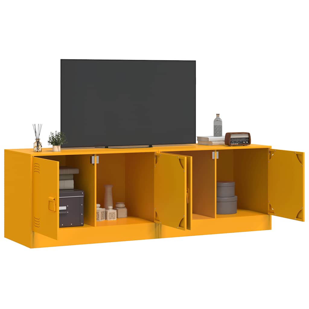 Mobili TV 2 pz Giallo Senape 67x39x44 cm in Acciaio - homemem39