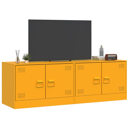 Mobili TV 2 pz Giallo Senape 67x39x44 cm in Acciaio