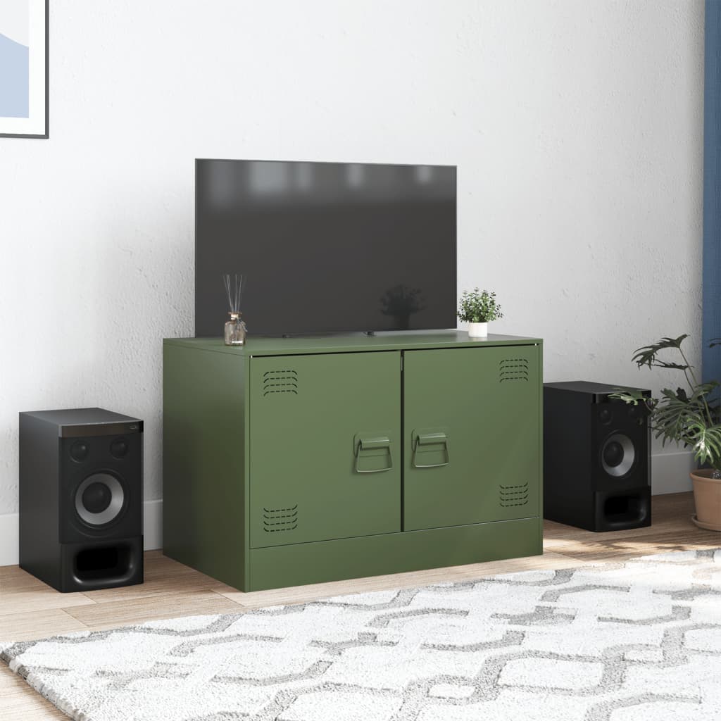 Mobile TV Verde Oliva 67x39x44 cm in Acciaio