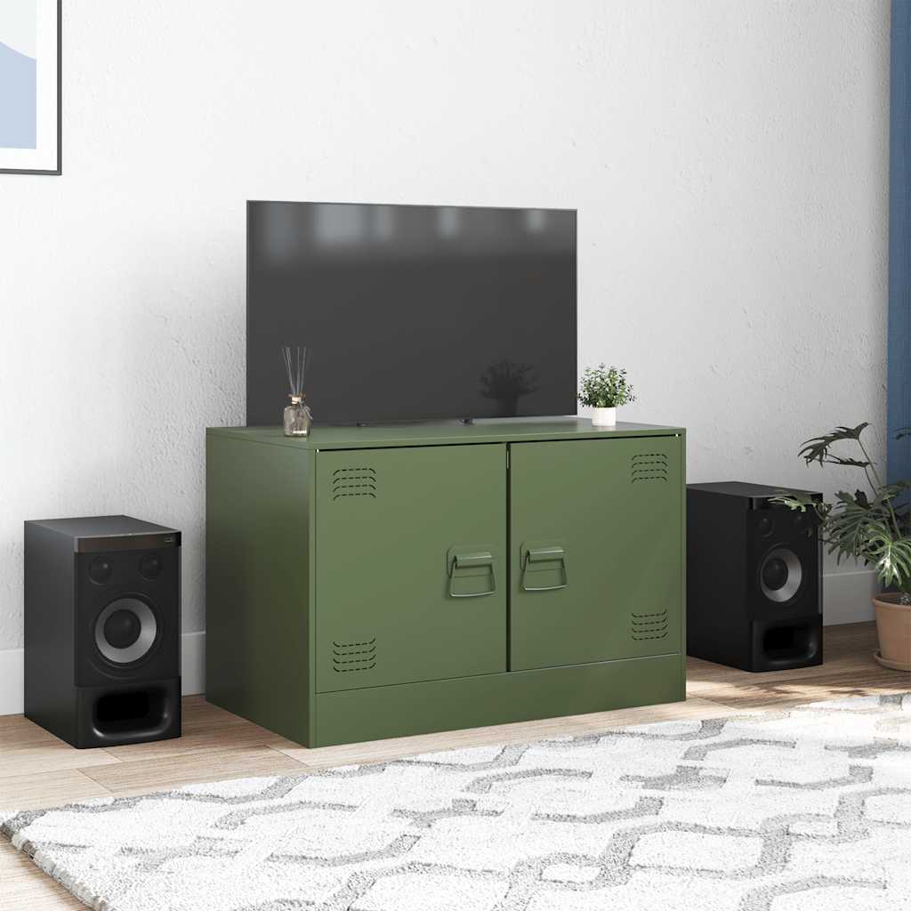 Mobile TV Verde Oliva 67x39x44 cm in Acciaio - homemem39