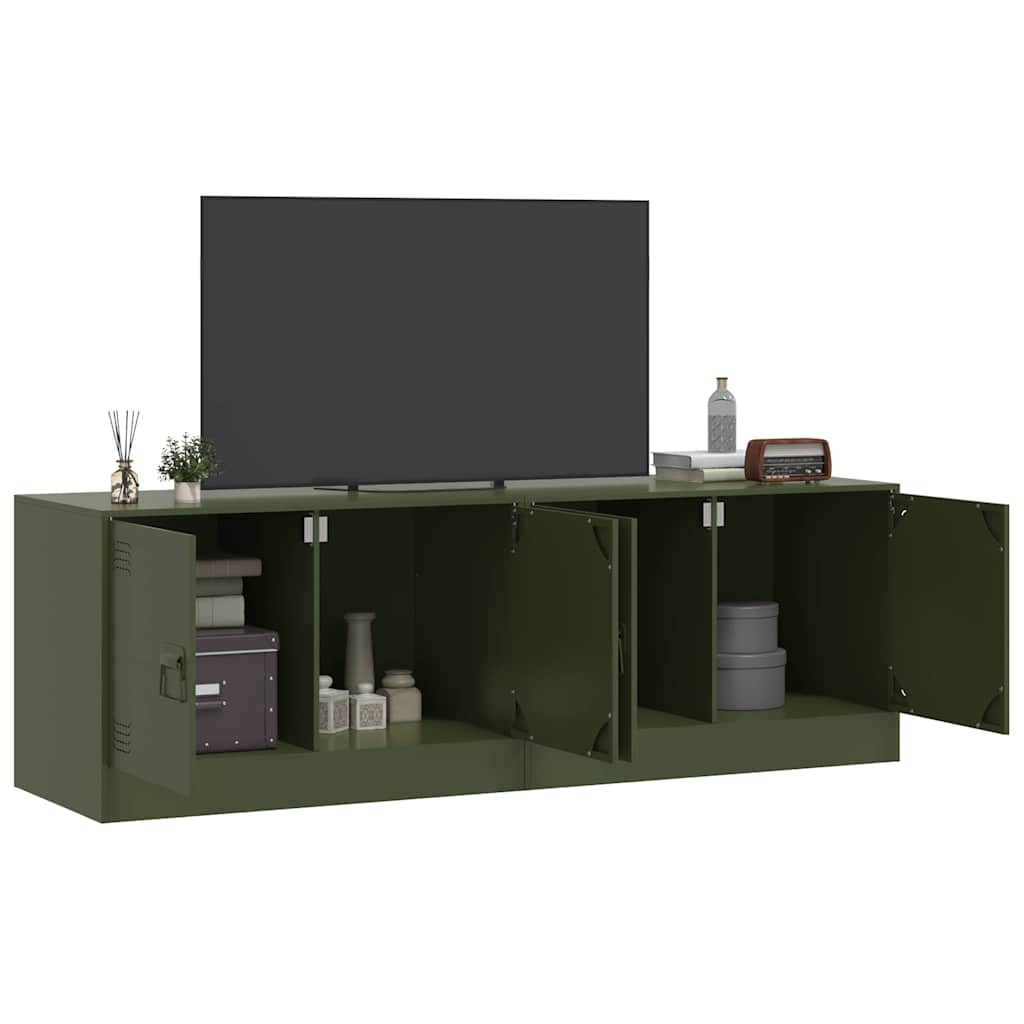 Mobili TV 2 pz Verde Oliva 67x39x44 cm in Acciaio - homemem39