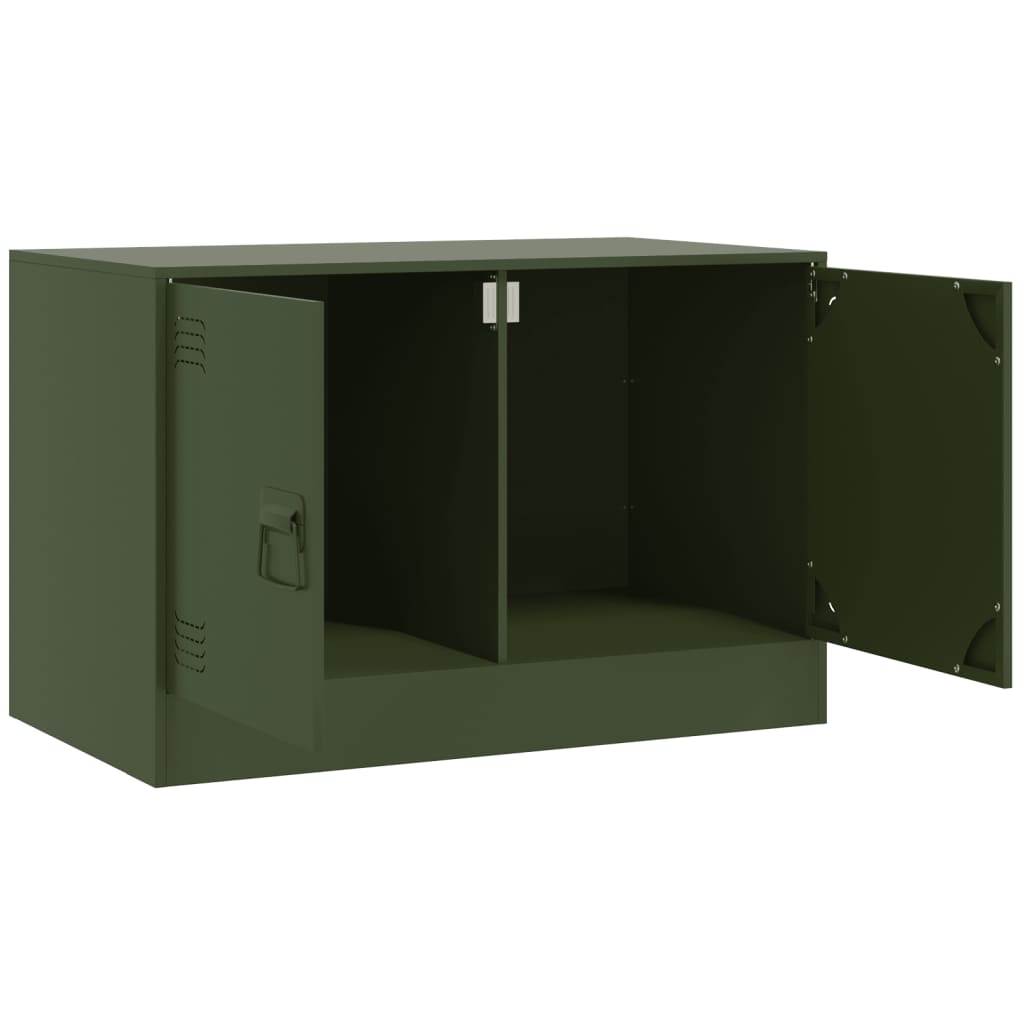 Mobili TV 2 pz Verde Oliva 67x39x44 cm in Acciaio