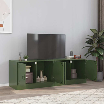 Mobili TV 2 pz Verde Oliva 67x39x44 cm in Acciaio - homemem39