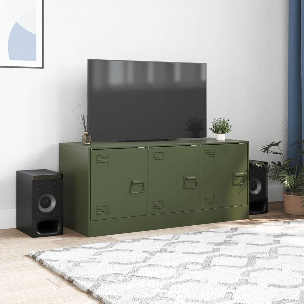 Mobile TV Verde Oliva 99x39x44 cm in Acciaio