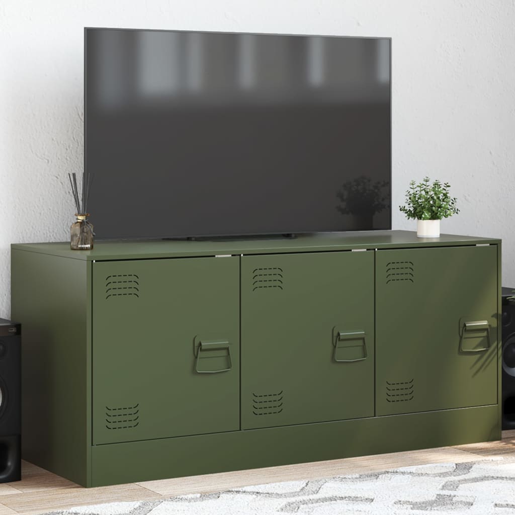 Mobile TV Verde Oliva 99x39x44 cm in Acciaio - homemem39