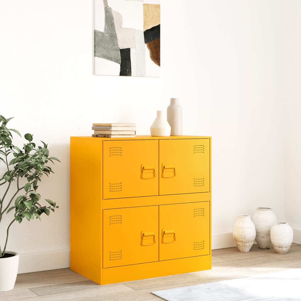 Credenza Giallo Senape 67x39x73 cm in Acciaio