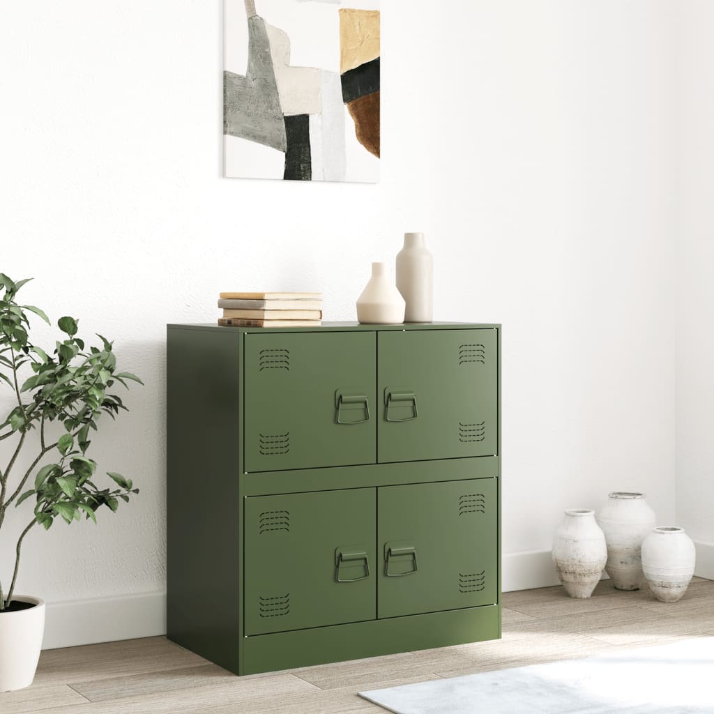 Olive Green Sideboard 67x39x73 cm in Steel