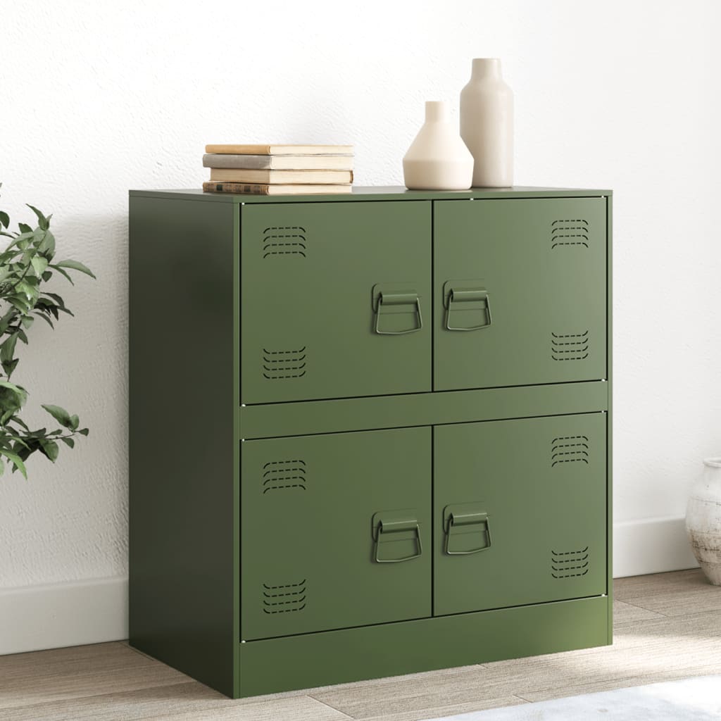 Olive Green Sideboard 67x39x73 cm in Steel