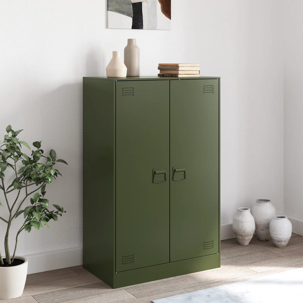 Olive Green Sideboard 67x39x107 cm in Steel