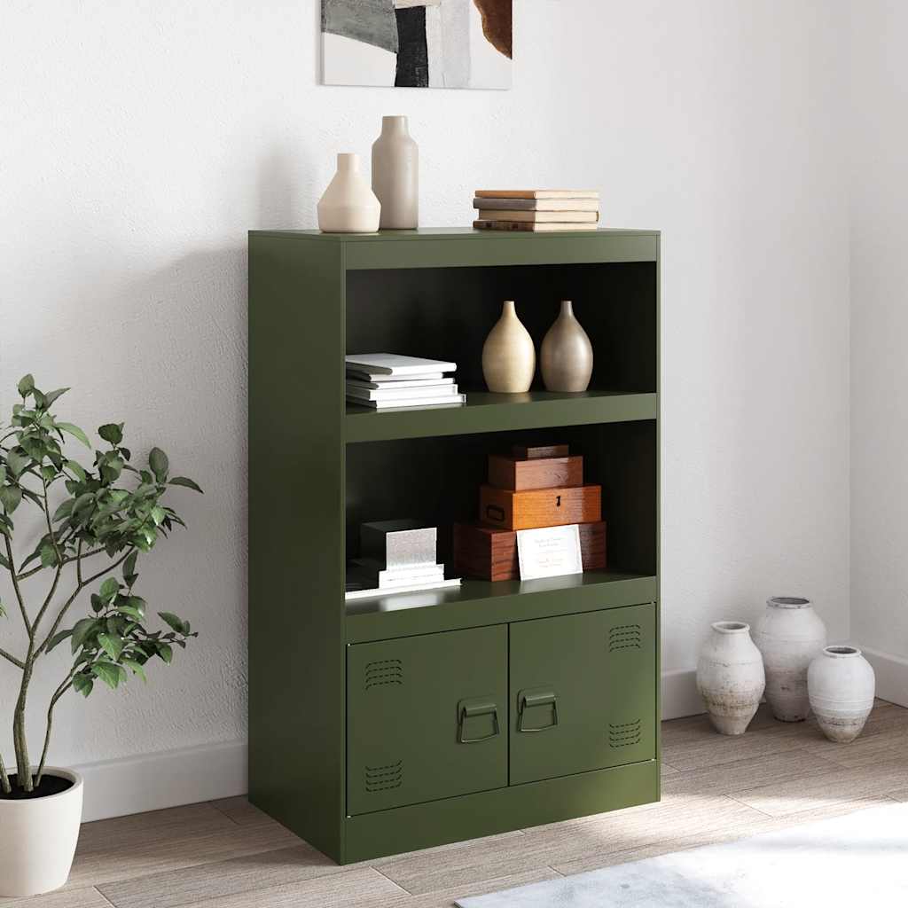 Credenza Verde Oliva 67x39x107 cm in Acciaio - homemem39