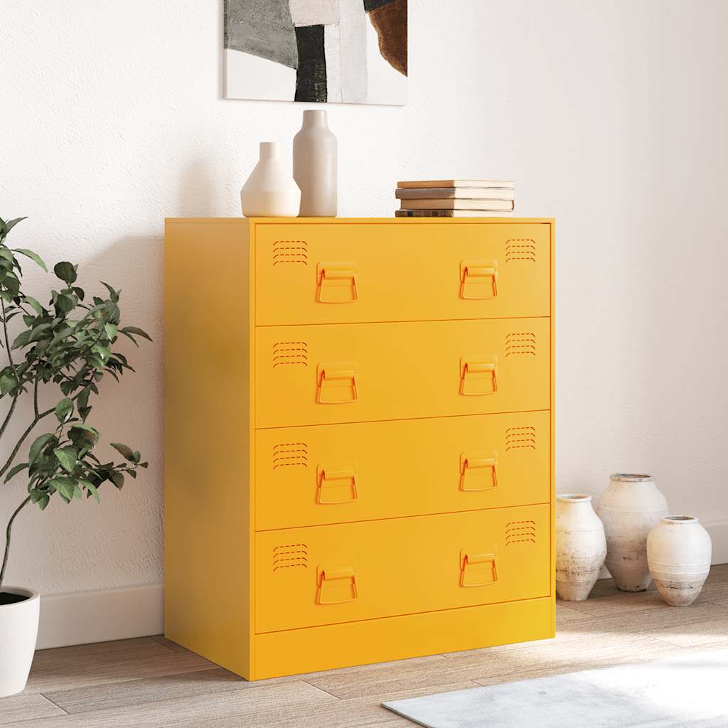 Credenza Giallo Senape 67x39x83 cm in Acciaio - homemem39