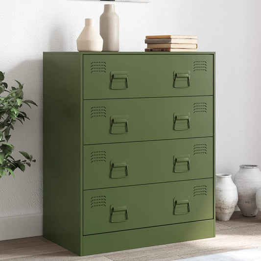 Credenza Verde Oliva 67x39x83 cm in Acciaio - homemem39