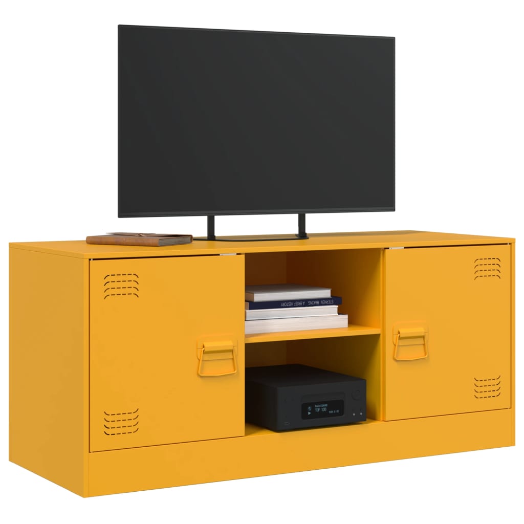 Mobile Porta TV Giallo Senape 99x39x44 cm in Acciaio