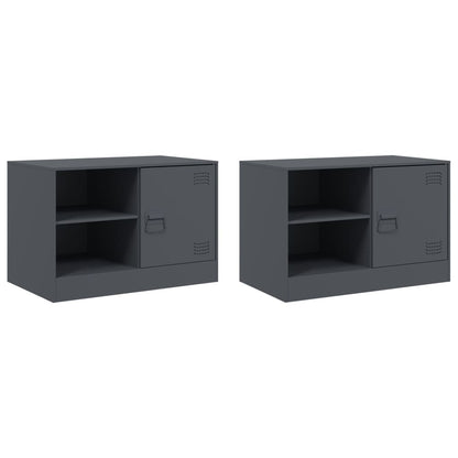 TV cabinets 2 pcs Anthracite 67x39x44 cm in Steel