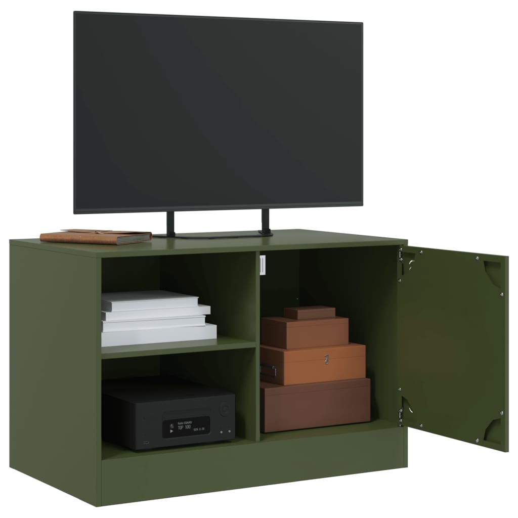 Mobile TV Verde Oliva 67x39x44 cm in Acciaio - homemem39