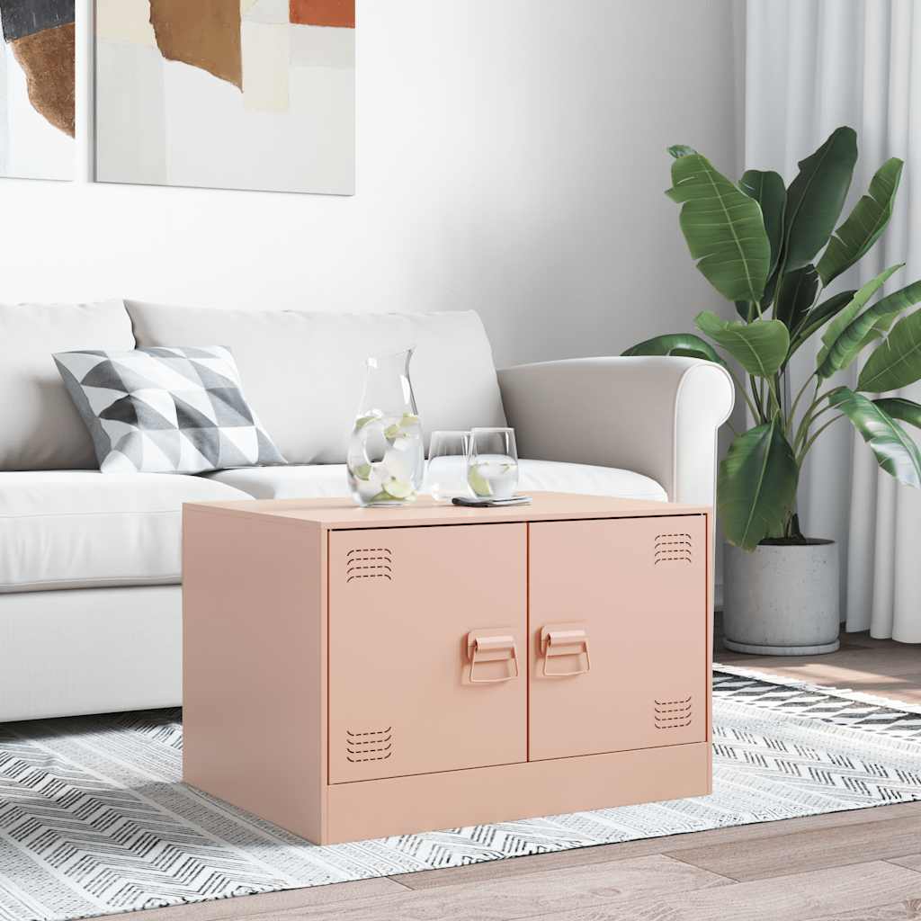 Tavolino da Salotto Rosa 67x50x44 cm in Acciaio | homemem39