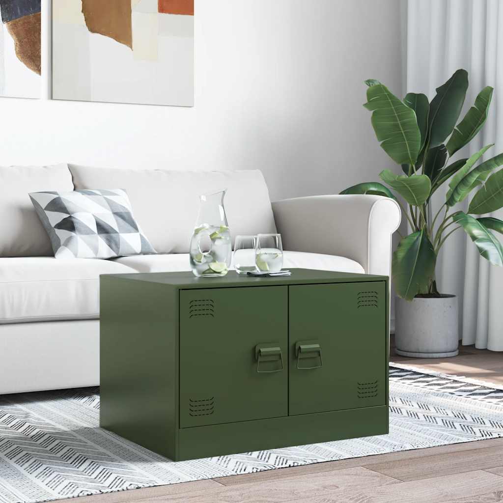 Tavolino da Salotto Verde Oliva 67x50x44 cm in Acciaio | homemem39