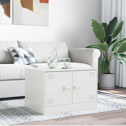Tavolino da Salotto Bianco 67x50x44 cm in Acciaio | homemem39