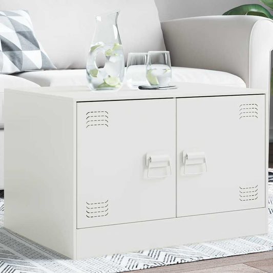 Tavolino da Salotto Bianco 67x50x44 cm in Acciaio | homemem39