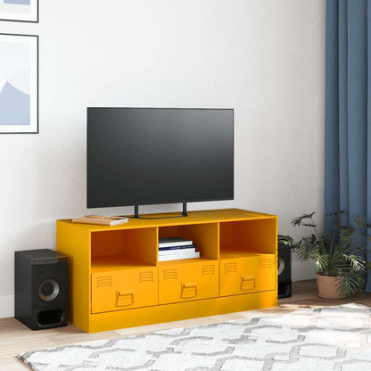 Mobile Porta TV Giallo Senape 99x39x44 cm in Acciaio - homemem39