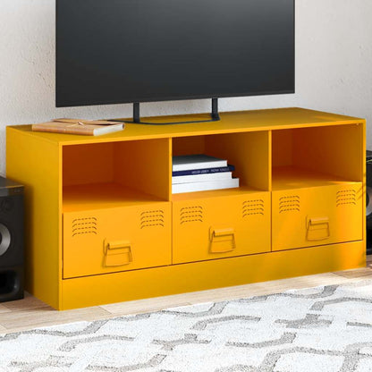 Mobile Porta TV Giallo Senape 99x39x44 cm in Acciaio - homemem39