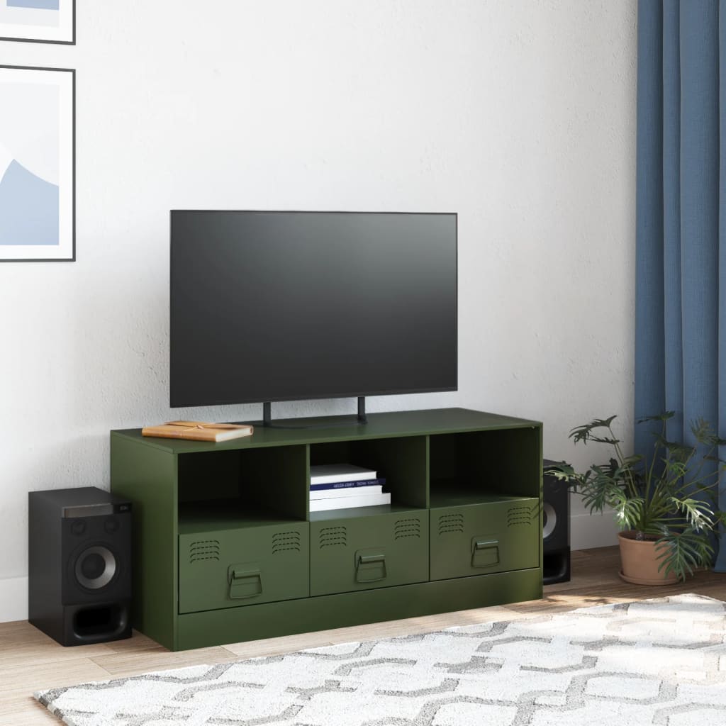 Mobile TV Verde Oliva 99x39x44 cm in Acciaio