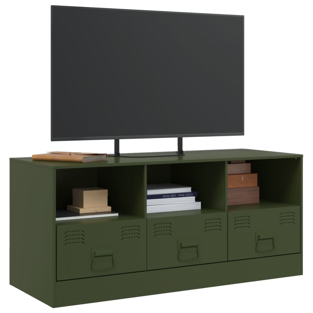 Mobile TV Verde Oliva 99x39x44 cm in Acciaio