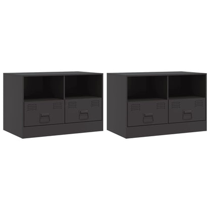 TV Cabinets 2 pcs Black 67x39x44 cm in Steel