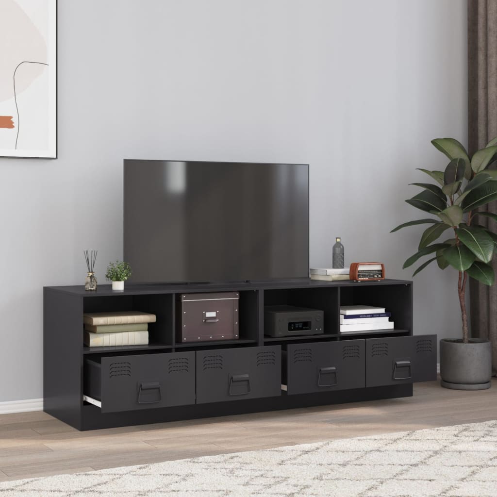 TV Cabinets 2 pcs Black 67x39x44 cm in Steel