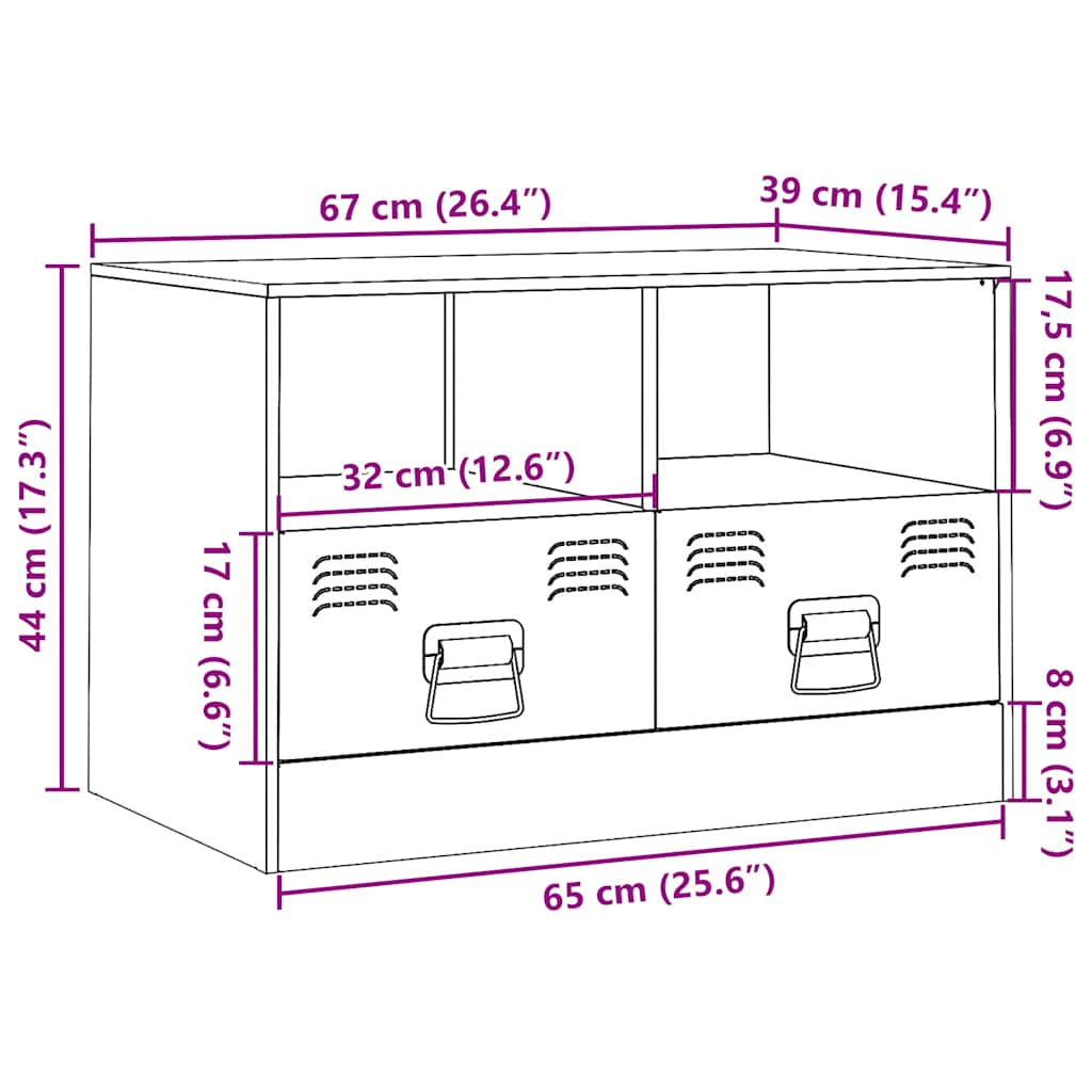 Mobile TV Verde Oliva 67x39x44 cm in Acciaio
