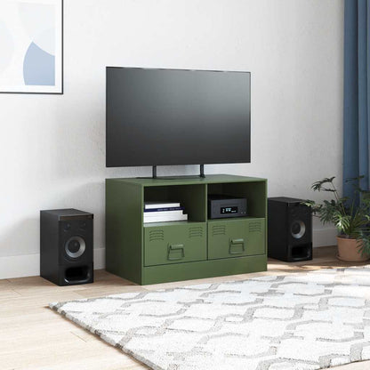 Mobile TV Verde Oliva 67x39x44 cm in Acciaio - homemem39