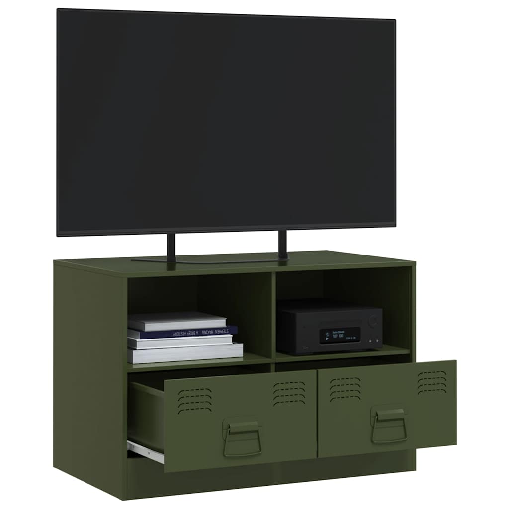 Mobile TV Verde Oliva 67x39x44 cm in Acciaio - homemem39