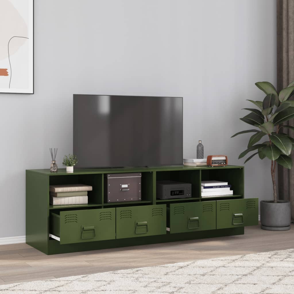 Mobili TV 2 pz Verde Oliva 67x39x44 cm in Acciaio