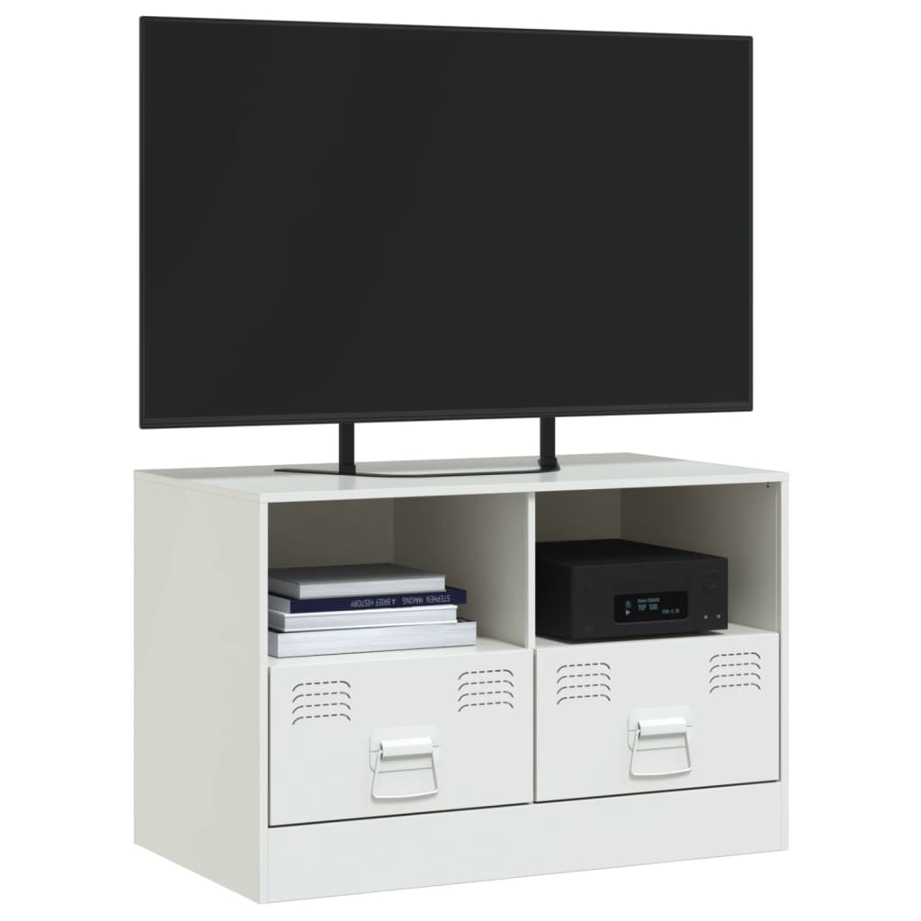 Mobile Porta TV Bianco 67x39x44 cm in Acciaio