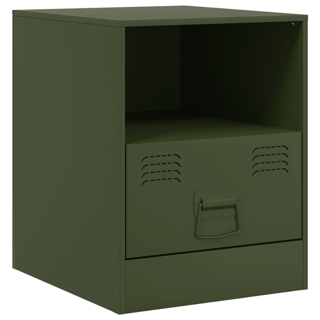 Comodini 2 pz Verde Oliva 34,5x39x44 cm in Acciaio - homemem39