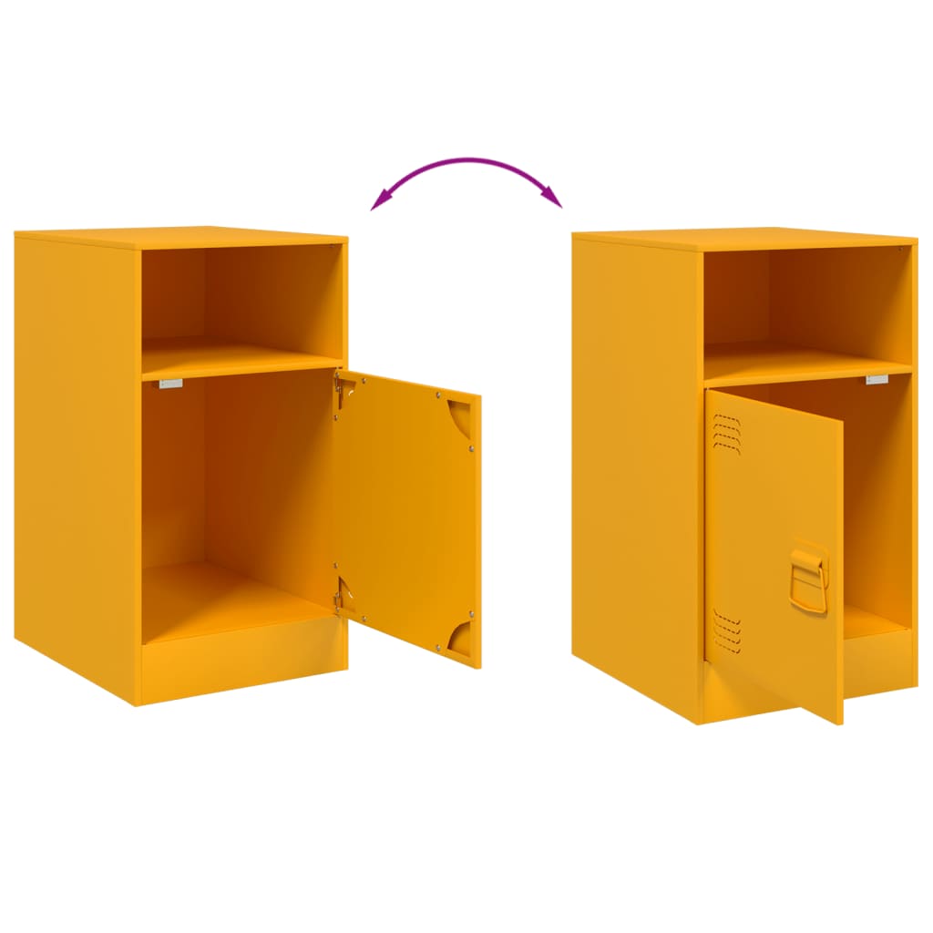 Comodini 2 pz Giallo Senape 34,5x39x62 cm in Acciaio