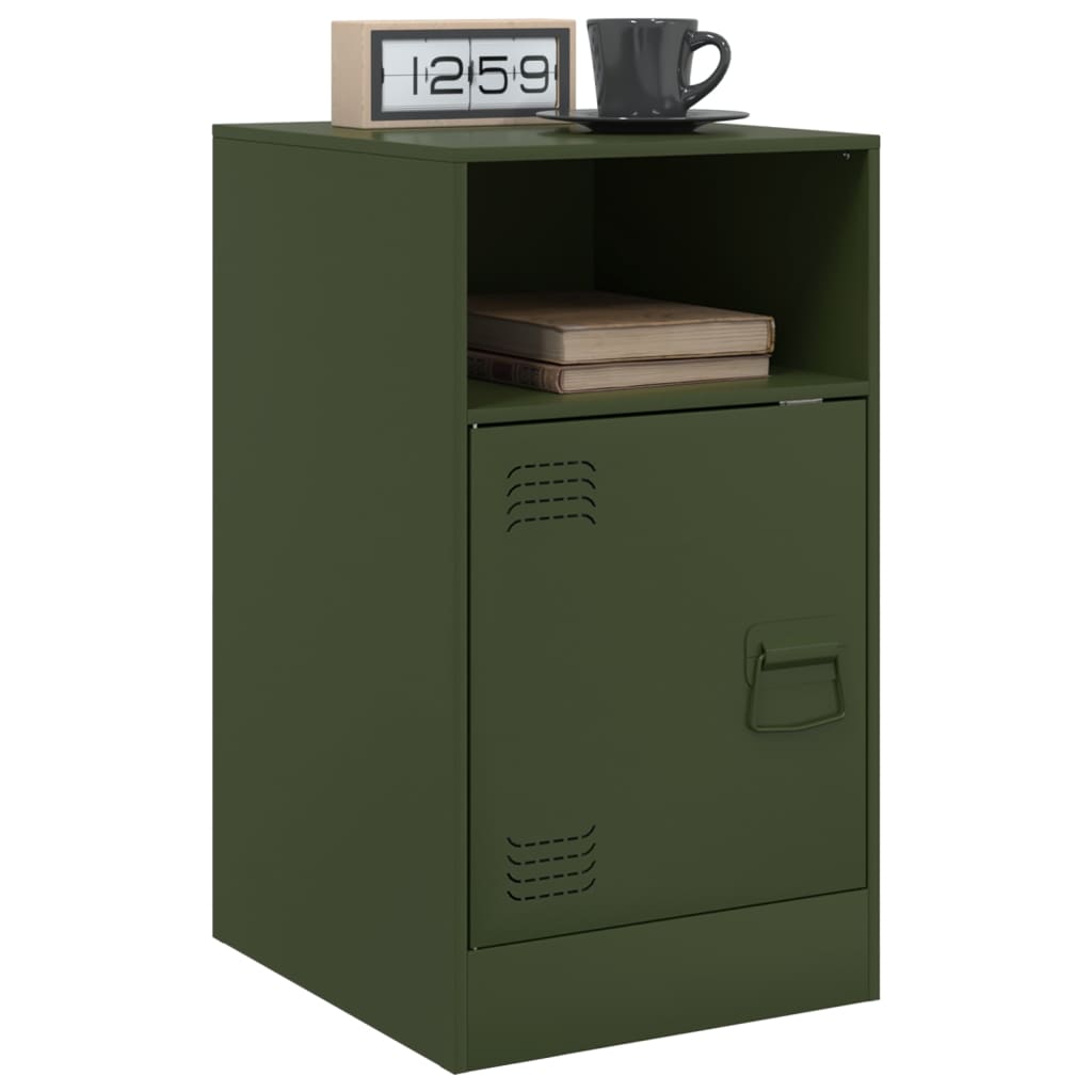 Comodini 2 pz Verde Oliva 34,5x39x62 cm in Acciaio - homemem39