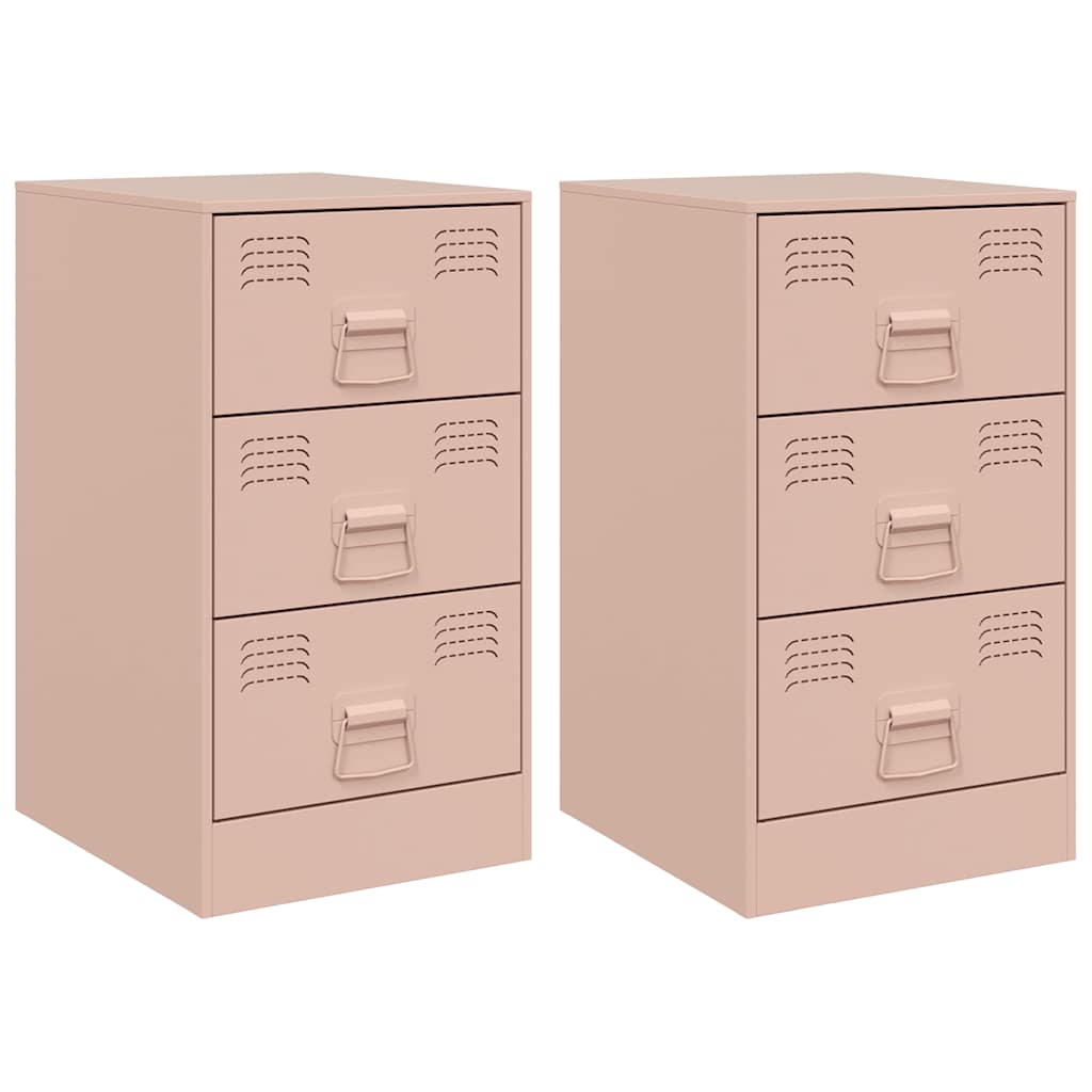 Comodini 2 pz Rosa 34,5x39x62 cm in Acciaio