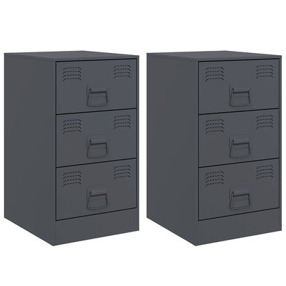 Comodini 2 pz Antracite 34,5x39x62 cm in Acciaio