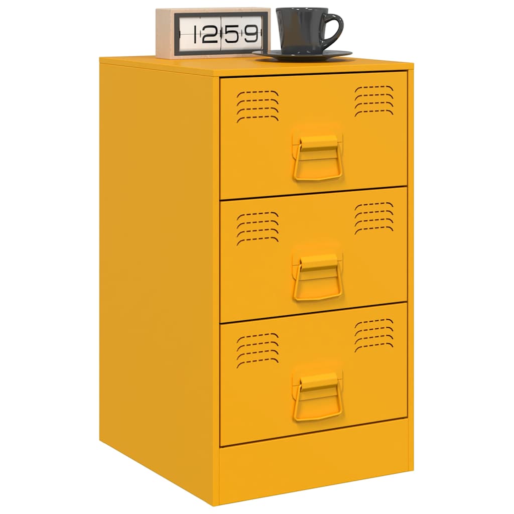 Comodini 2 pz Giallo Senape 34,5x39x62 cm in Acciaio