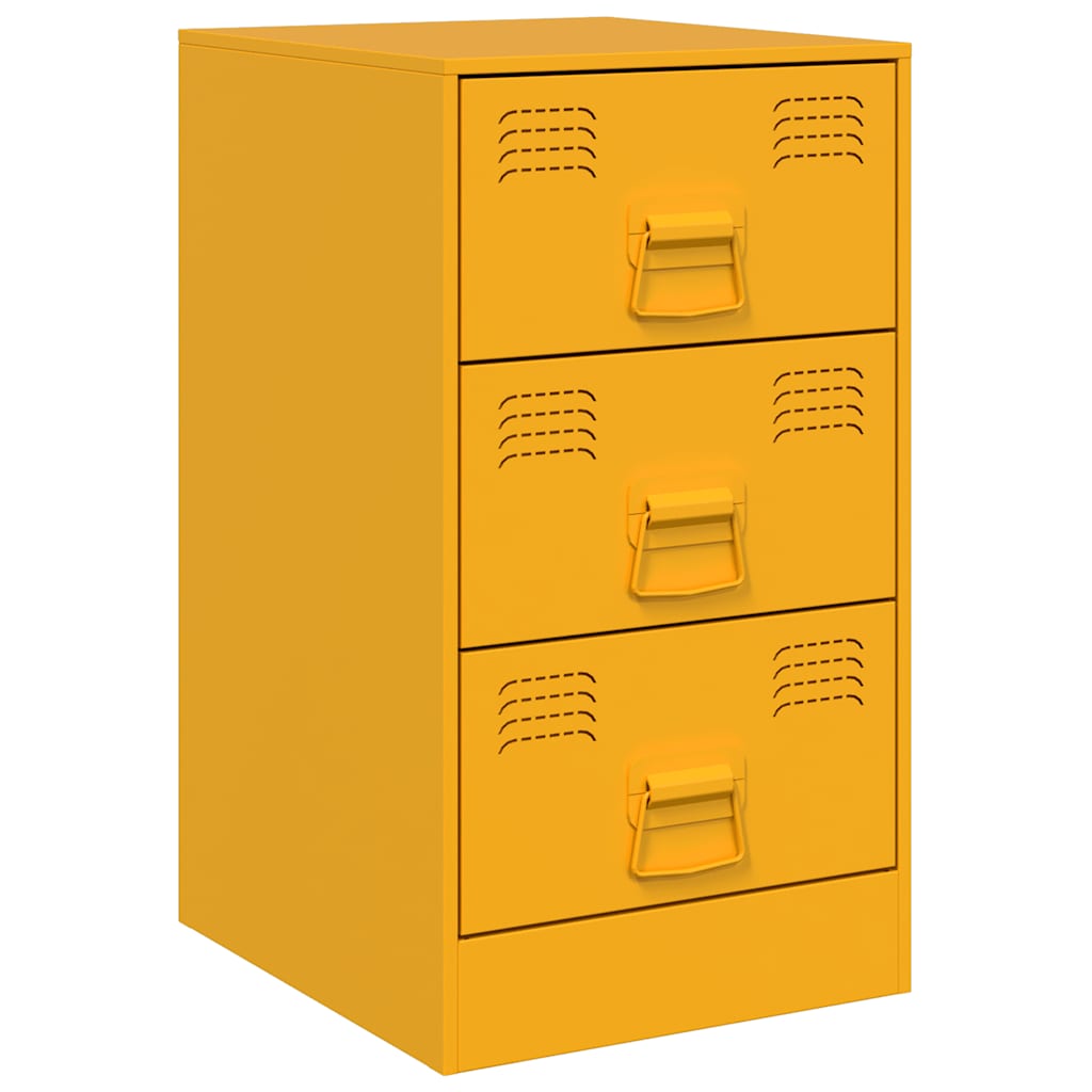 Comodini 2 pz Giallo Senape 34,5x39x62 cm in Acciaio