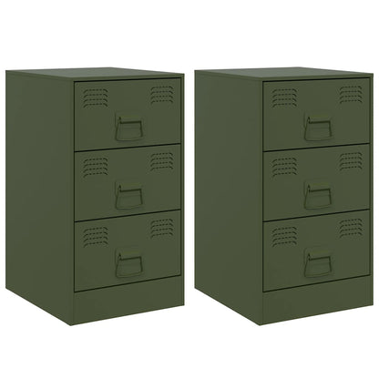 Comodini 2 pz Verde Oliva 34,5x39x62 cm in Acciaio - homemem39